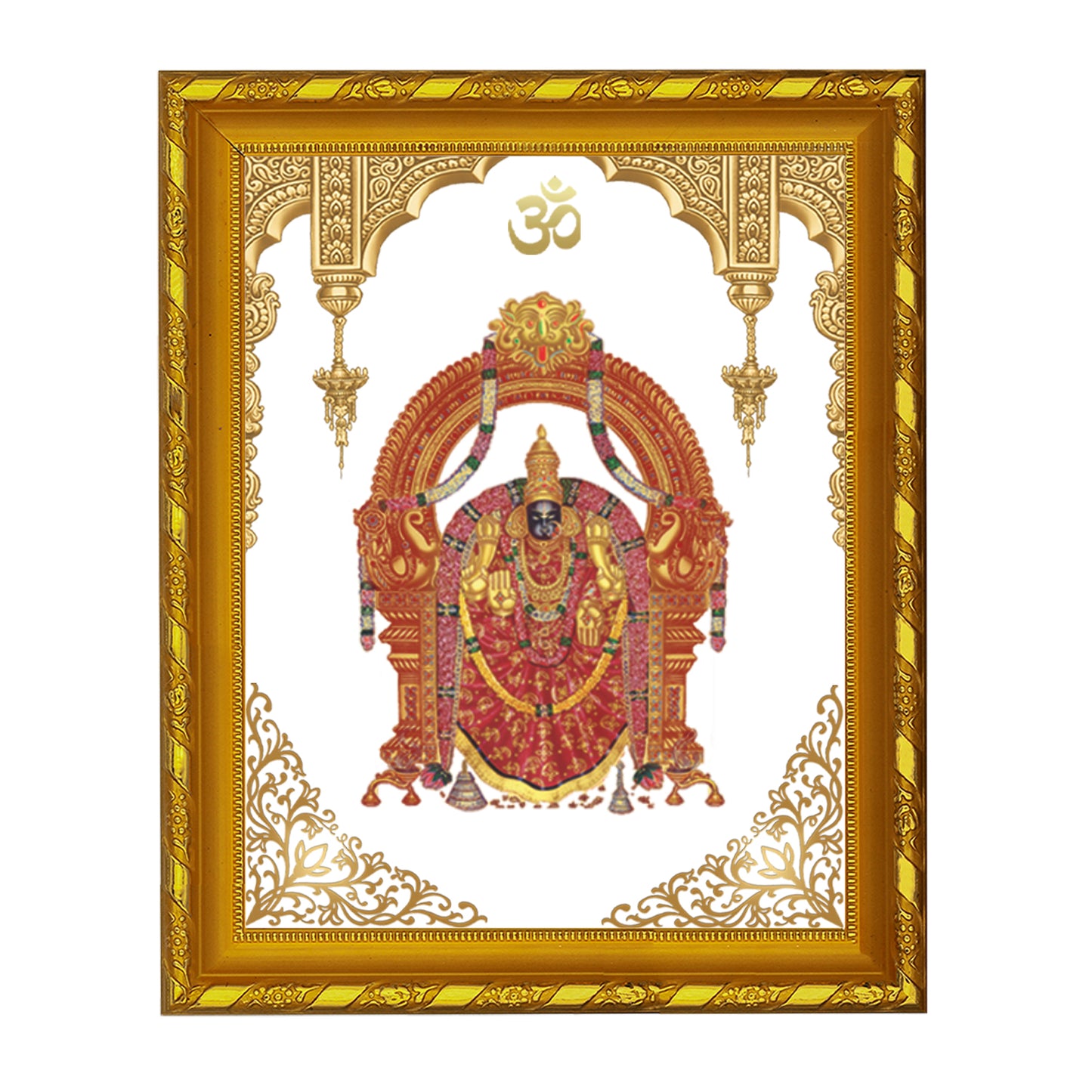 DIVINITI 24K Gold Plated Foil Padmavathi Photo Frame for Wall Hanging, Workshop, Table Top, Home Decor, Luxury Gift|DG103 Size 2 (22.6x18.4 CM)