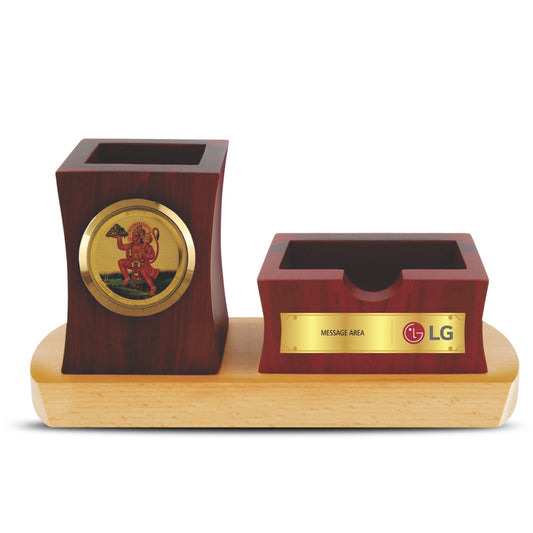 Customized MDF Pen & Pad Holder With 24K Gold Plated Frame For Corporate Gifting