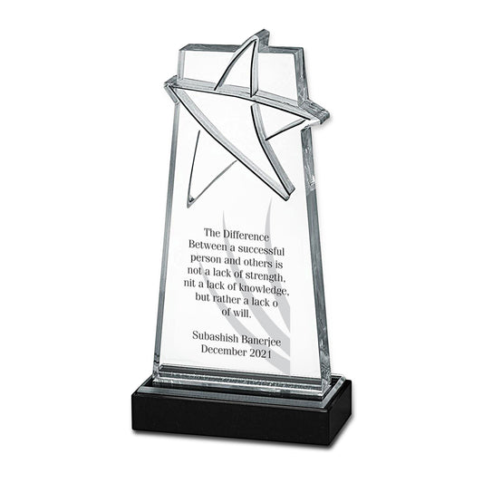 Customized Crystal Trophy with Matter Printed For Corporate Gifting