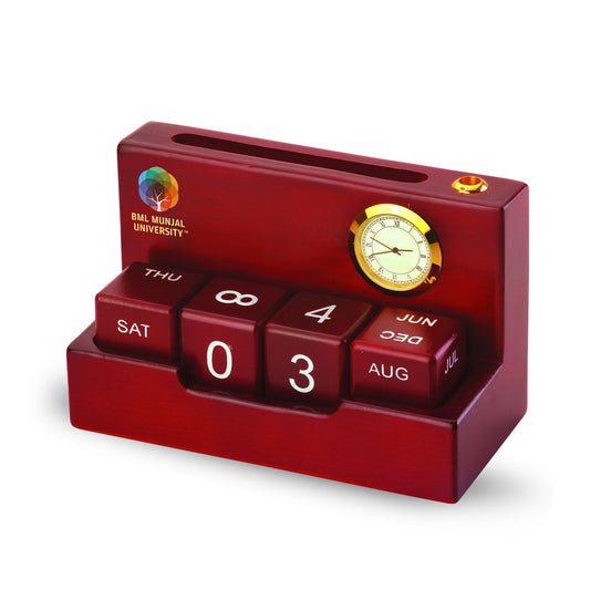 Customized Dice Date Calendar With Watch, Pen & Pad Holder For Corporate Gifting