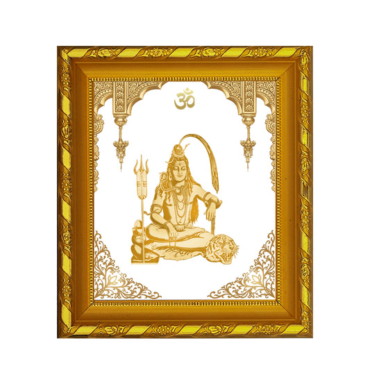 DIVINITI 24K Gold Plated Foil Shiva Photo Frame for Home & Office Decor and Tabletop DG 103 Size 1 (15.3x14.9 CM)