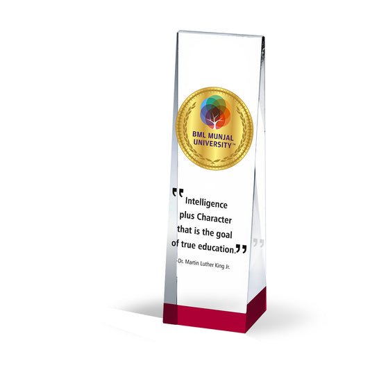 Customized Acrylic Trophy with Matter Printed on 24K Gold Plated Logo For Corporate Gifting