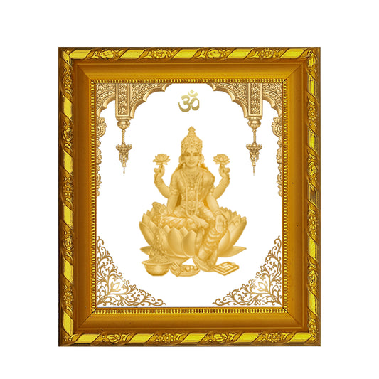 DIVINITI 24K Gold Plated Foil Laxmi Mata Photo Frame for Home & Office Decor, Table DG 103 Size 1 (15.3x14.9 CM)