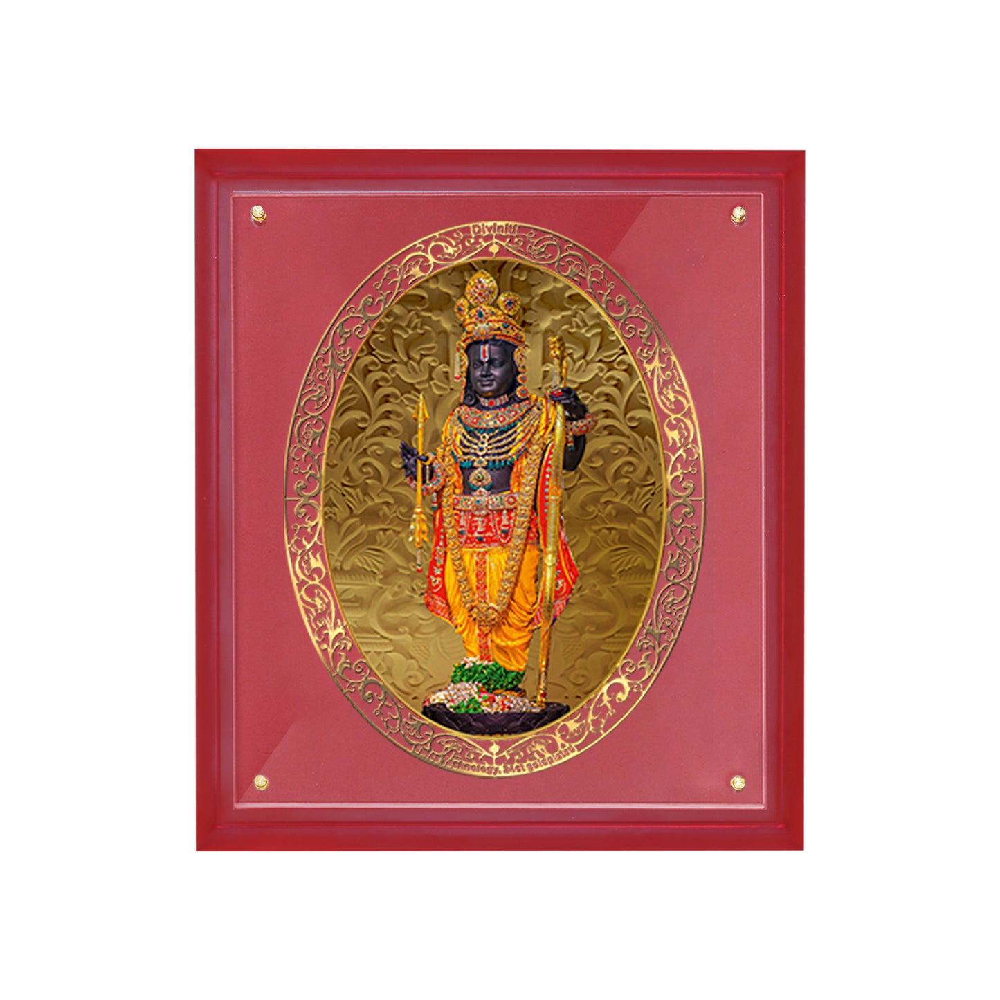 Diviniti 24K Gold Plated Ram Lalla Photo Frame for Home Decor, Wall Hanging Decor, Puja Room & Gift (36.5 CM X 30.5 CM)