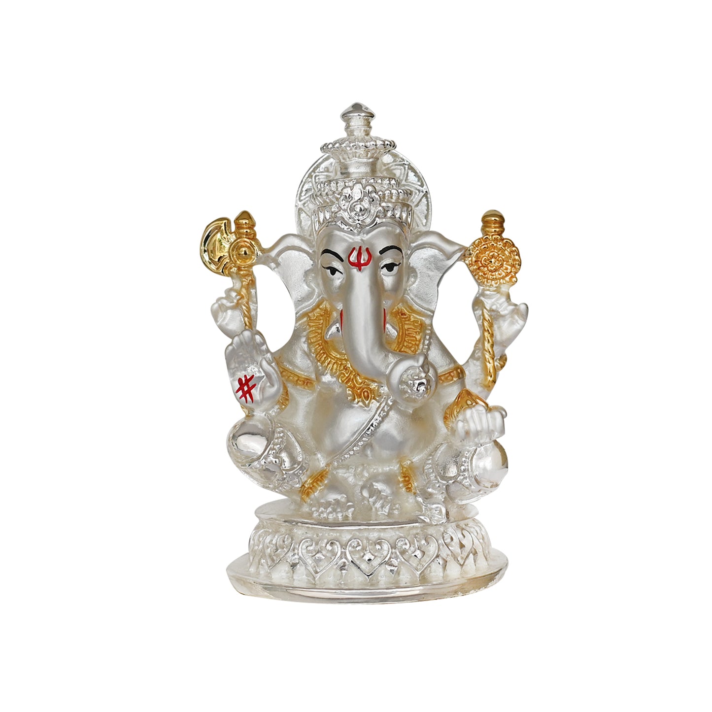 DIVINITI 999 Silver Plated Elephant Face Lord Ganesha Idol For Home Decor, Table Decor, Puja Room, Luxury Gift (10.5x5.5 CM)