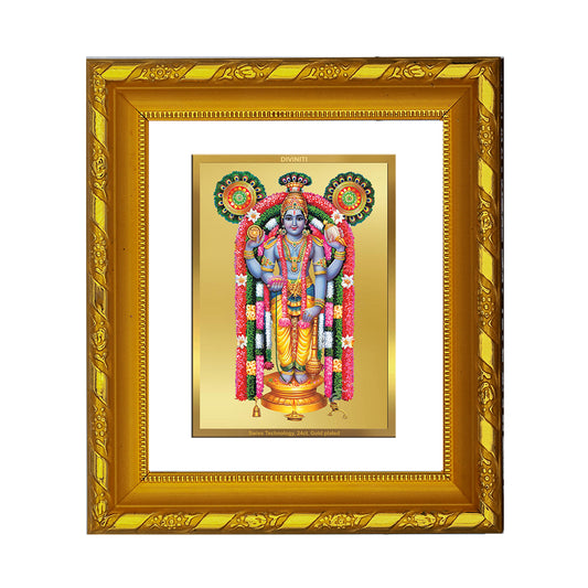 DIVINITI 24K Gold Plated Foil Guruvayurappan Ji Photo Frame for Home Wall Decor, Festival Gift DG 103 Size 1 (15.3x14.9 CM)