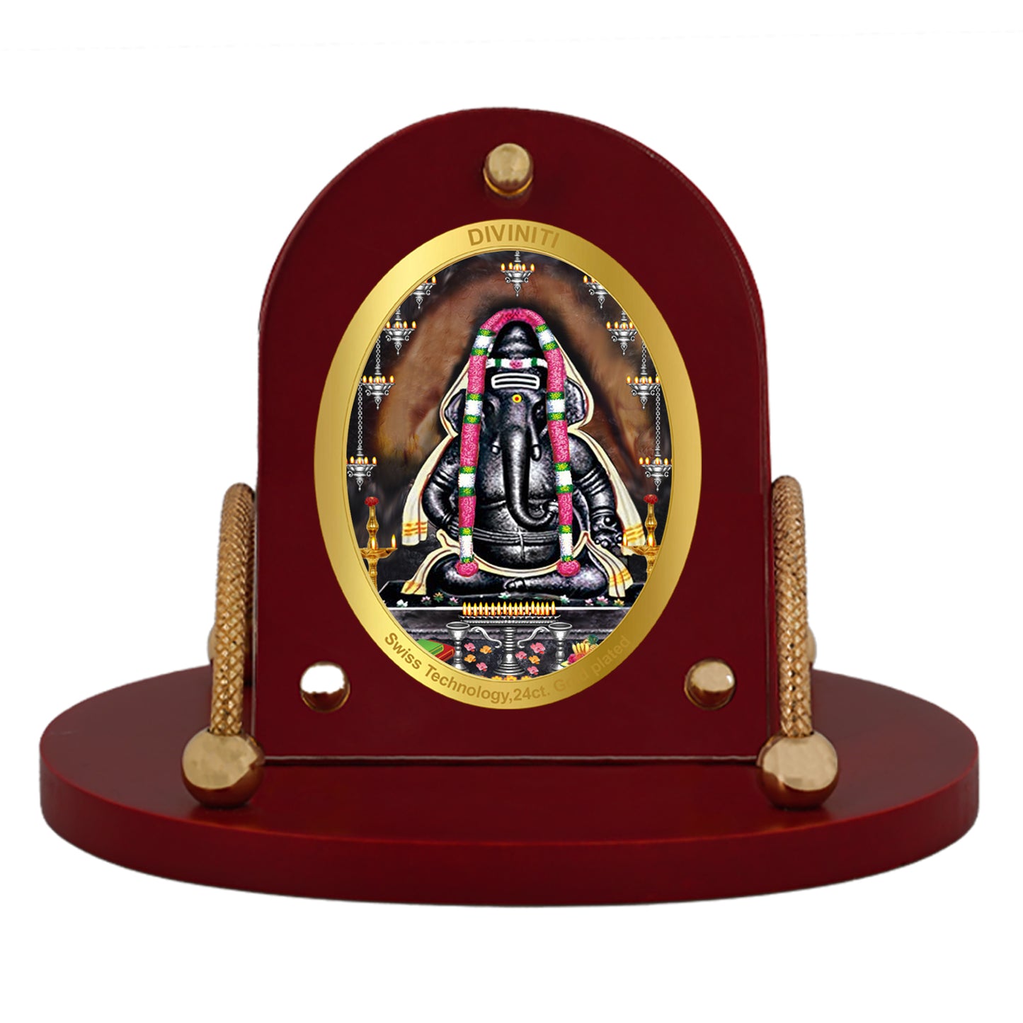 Diviniti 24K Gold Plated Kripa Vinayak Frame for Car Dashboard, Home Decor, Table & Office (8 CM x 9 CM)