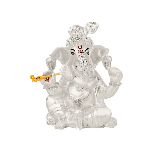 DIVINITI 999 Silver Plated Lord Ganesha Idol Statue For Home Decor, Workshop, Office, Showpiece (11x8.5 CM)