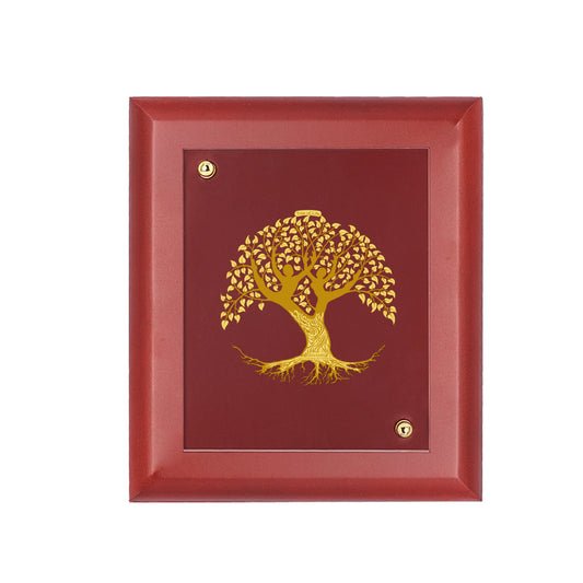 DIVINITI 24K Gold Plated Foil Tree Of Life Stylish Wall Photo Frame Idol for Table Top, Workshop, Home Decor, Luxury Gift | MDF Size 1 (16.7x14.2 CM)