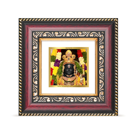 DIVINITI 24K Gold Plated Lord Ram Lalla Religious Photo Frame Idol for Puja Room, Wall Hanging, Table Top, Home Decor, Gifts|DG105S1A (10x10 CM)