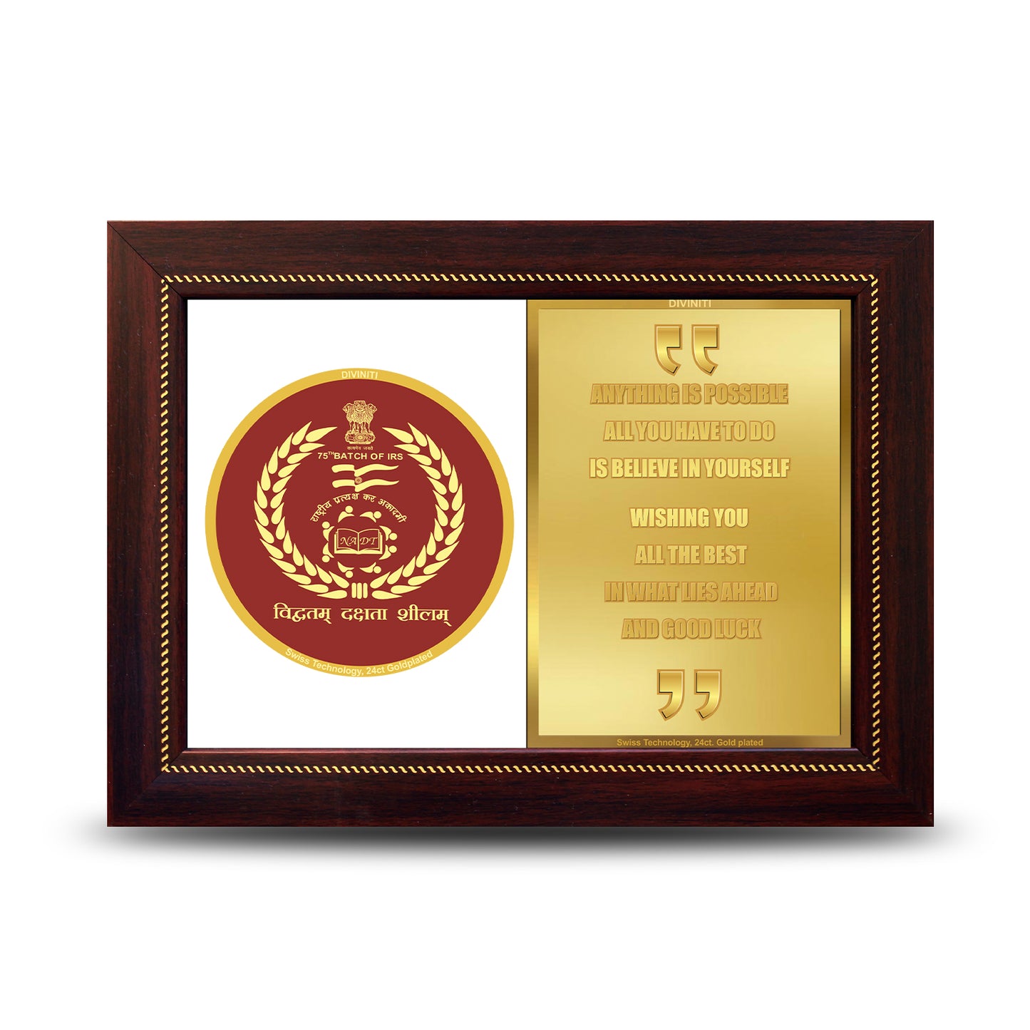 Customized DG Memento With Matter Printed on 24K Gold Plated Foil For Corporate Gifting