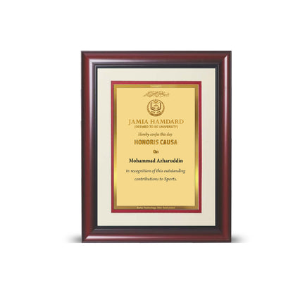 Customized Heritage Certificate with Matter Printed On 24K Gold Plated Foil For University Students