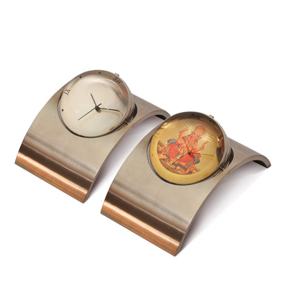 Customized SS Table Top With Watch & 24K Gold Plated Frame For Corporate Gifting