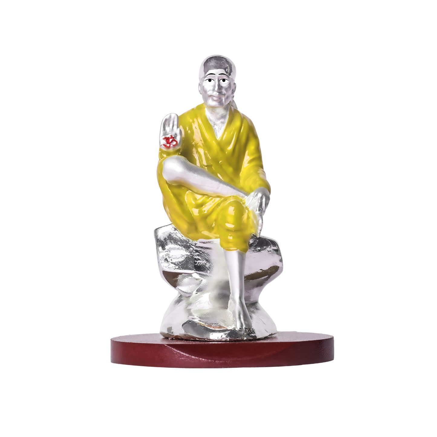 DIVINITI 999 Silver Plated Shri Sai Baba Idol Statue For Devotion and Tranquility Idol For Home Decor, Car Dashboard, Office, Luxury Gift (6x6 CM)