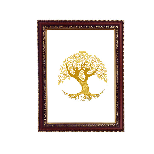 Diviniti 24K Gold Plated Tree of Life Photo Frame For Home Decor & Wall Hanging, Table Top, Puja Room & Gift DG105S3 (27.6X35.4 CM)