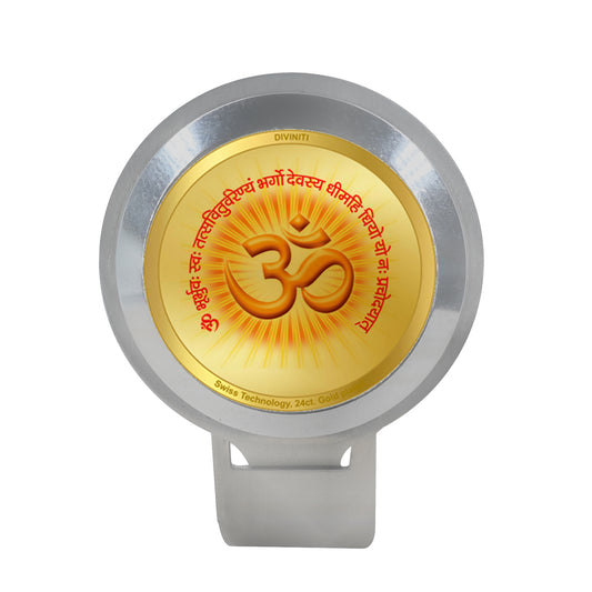 Diviniti Premium Bike Frame with Om Gayatri Mantra on 24K Gold Plated Foil (35 MM)