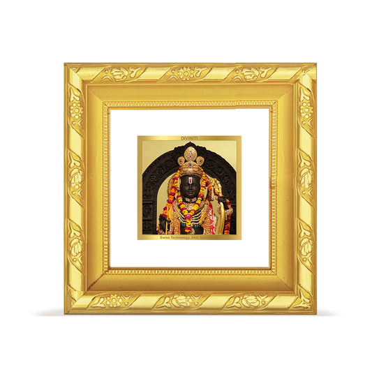 DIVINITI 24K Gold Plated Lord Ram Lalla Elegant Photo Frame Idol for Workshop, Puja Room, Wall Hanging, Home Decor, Gifts|DG103S1A (10x10 CM)