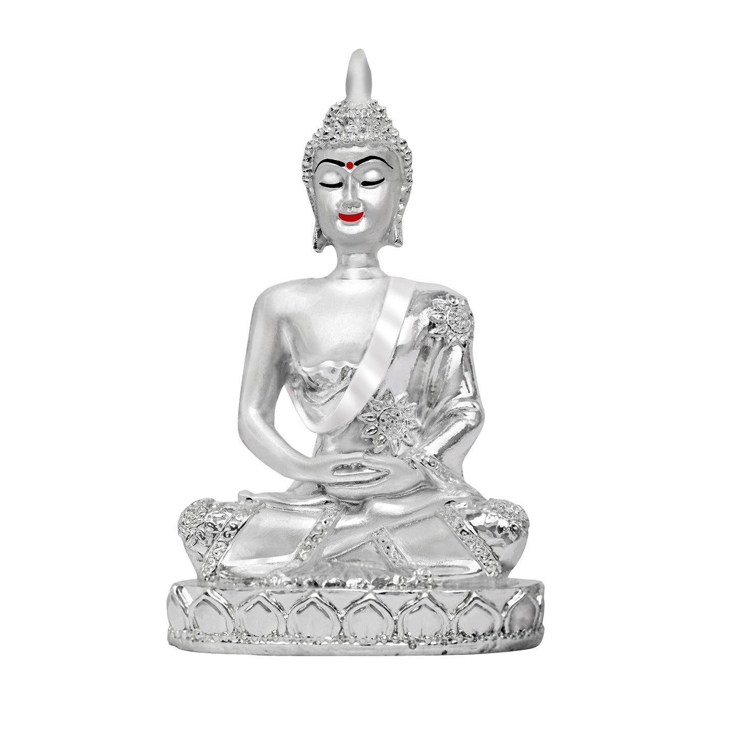 Diviniti 999 Silver Plated Buddha Idol for Home Decor Showpiece (11 X 6.5 CM)