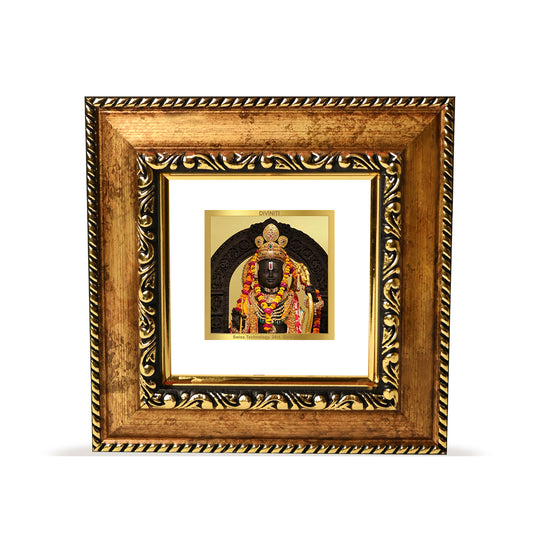 DIVINITI 24K Gold Plated Lord Ram Lalla Classic Wall Photo Frame Idol for Puja Room, Table Top, Home Decor, Workshop, Gifts | DG113S1A (10x10 CM)