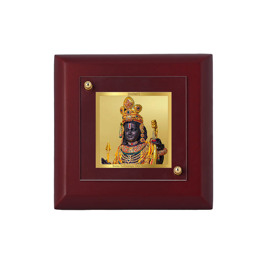 Diviniti 24K Gold Plated Lord Ram Lalla Photo Frame Protector of Dharma for Home Decor Showpiece, Tabletop, Puja Room, Gift | MDF Size 1A (9.9x9.9 CM)