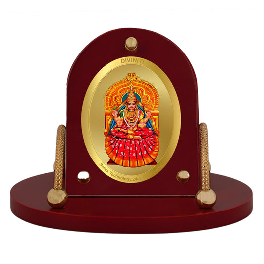 Diviniti 24K Gold Plated Sringeri Sharada Frame for Car Dashboard, Home Decor, Table & Office (8 CM x 9 CM)