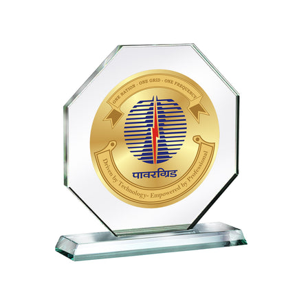 Customized Crystal Trophy with Matter Printed For Corporate Gifting