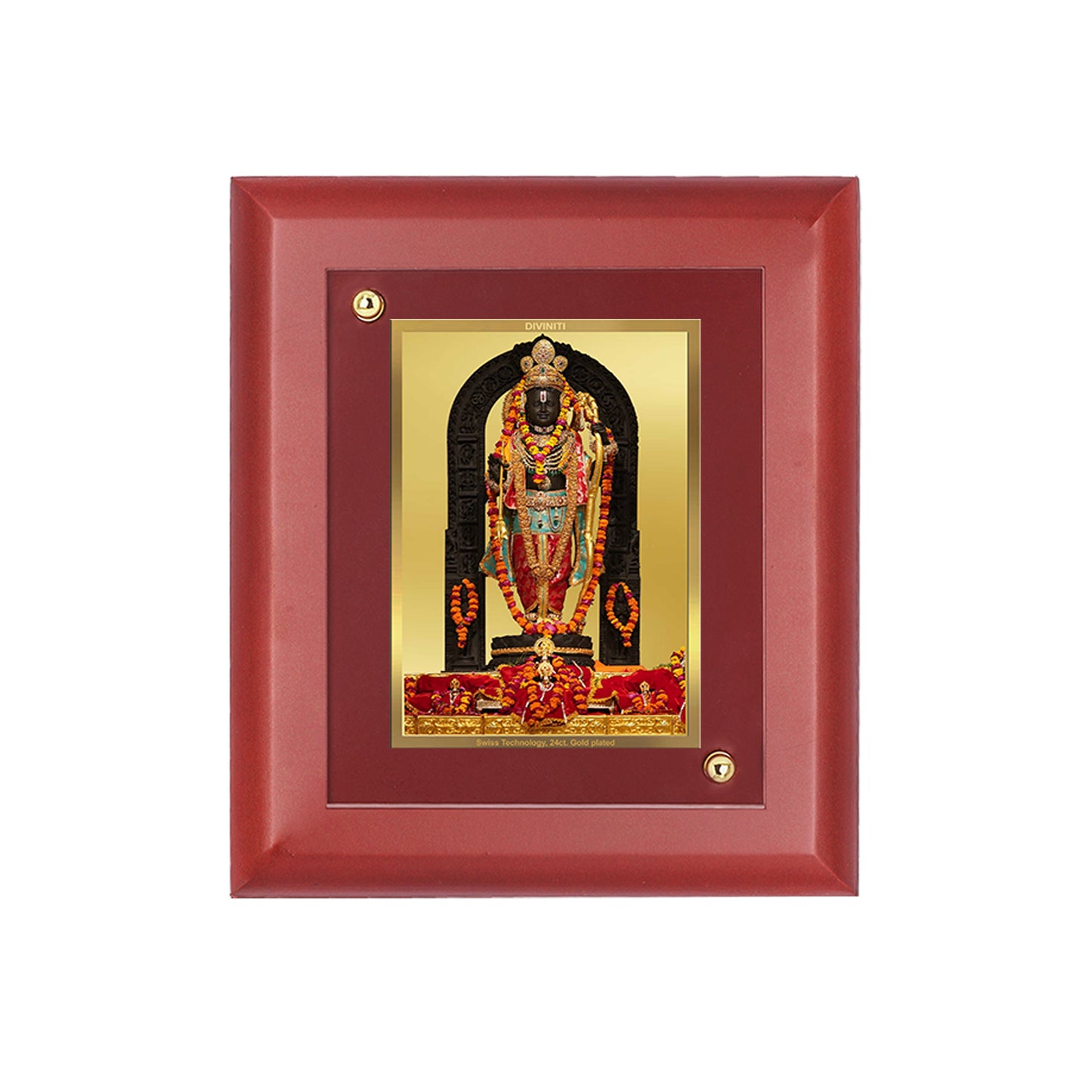 DIVINITI 24K Gold Plated Foil Ram Lalla Photo Frame For Home Decor, Wall Decor, Table Top, Puja Room & Gift MDF Size 2 (20x16 CM)