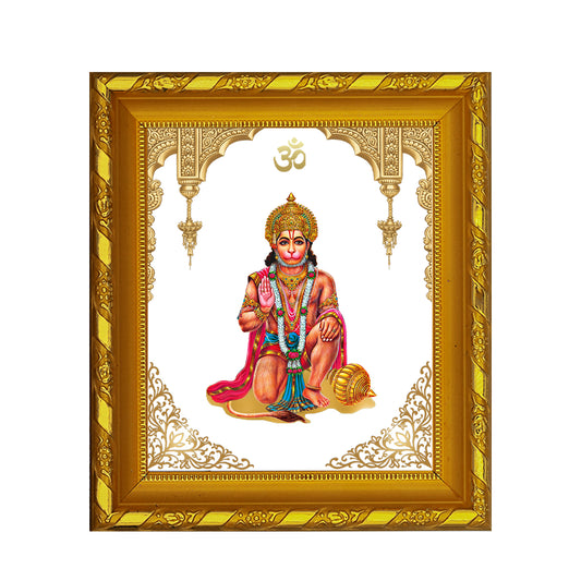 DIVINITI 24K Gold Plated Foil Hanuman Ji Photo Frame for Home & Office Decor, Table DG 103 Size 1 (15.3x14.9 CM)