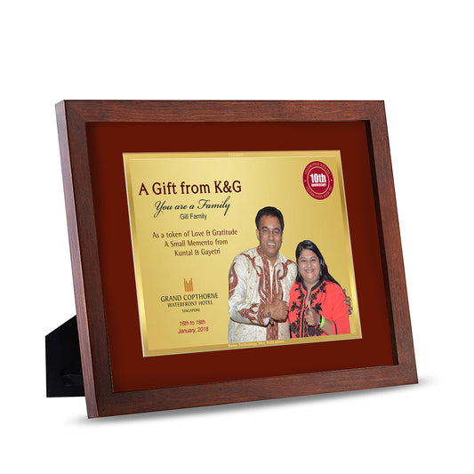 Diviniti 24K Gold Plated Customized Wall Photo Frame Home & Office Decor, Tabletop, Puja Room, Workshop, Gift Items | MDFS2 (20x16 CM)