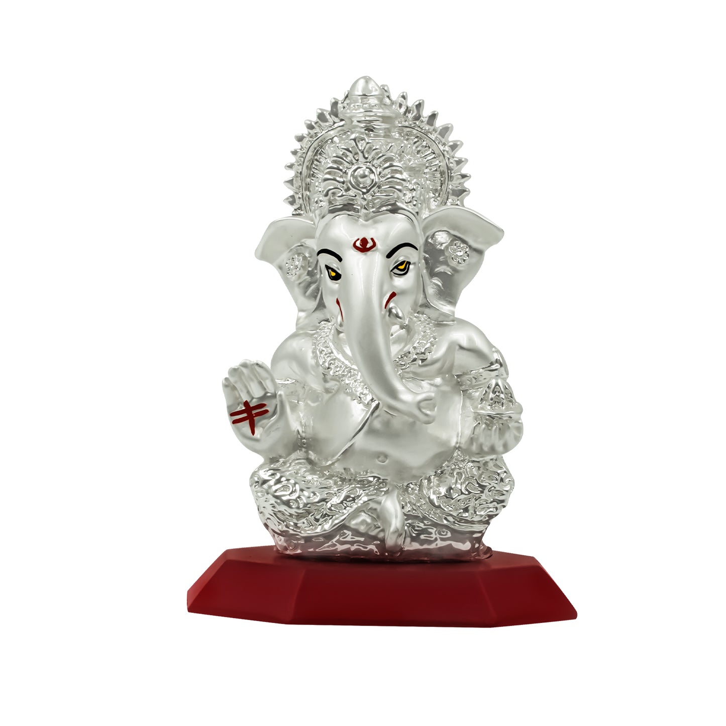 Diviniti 999 Silver Plated Lord Ganesha Statue Idol For Workshop, Office Desk, Home Decor Showpiece, Luxury Gift(10x7 CM)