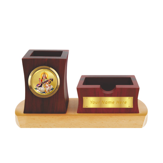 Diviniti Customized MDF Pen & Pad Holder With 24K Gold Plated Frame For University