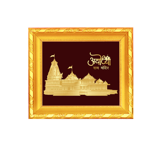 DIVINITI 24K Gold Plated Foil Ram Mandir for Home & Office Decor, Wall Hanging, Table Decor, Puja & Festival Gift DG 103 Size 1 (15.3x14.9 CM)