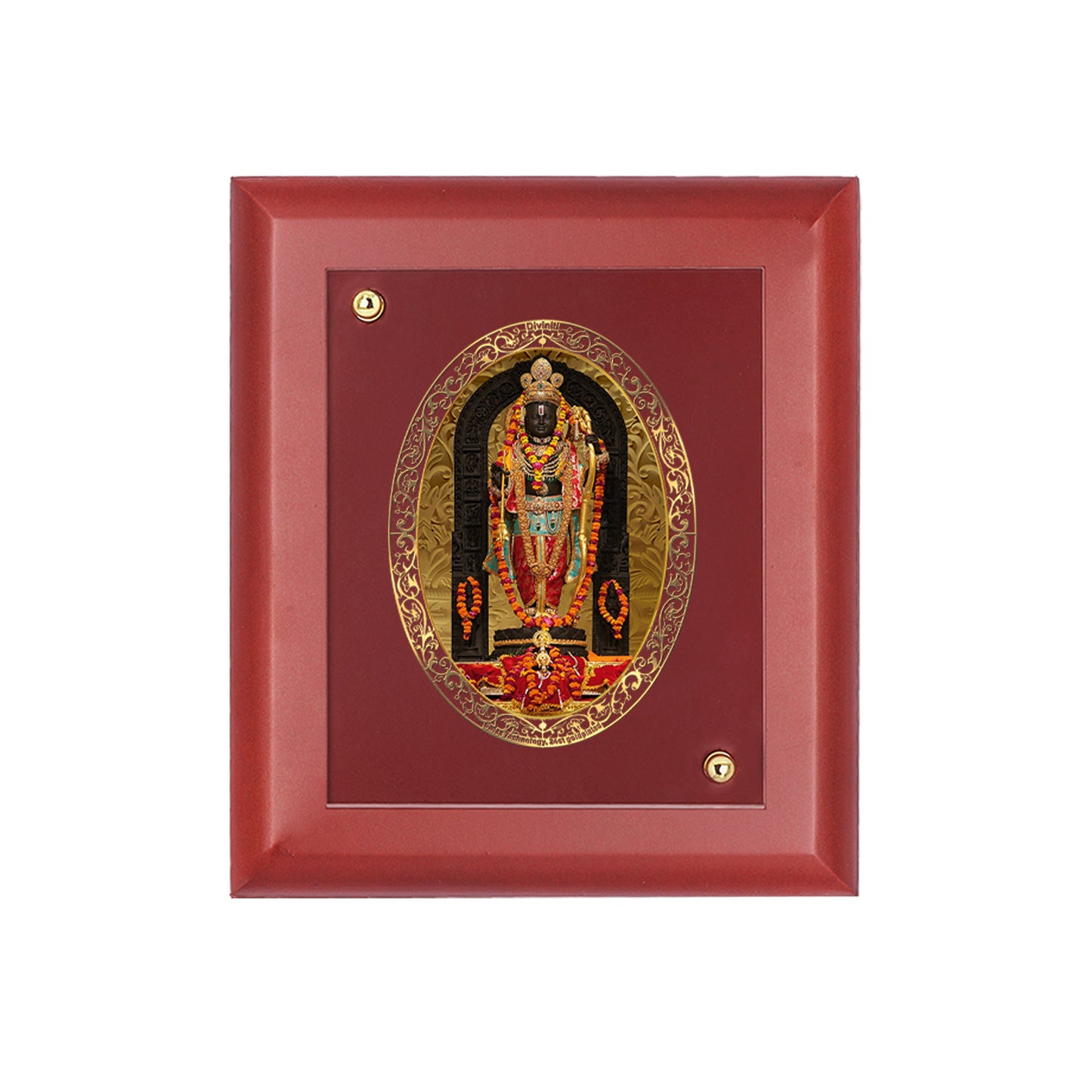 DIVINITI 24K Gold Plated Foil Lord Ram Lalla Luxurious Photo Frame Idol for Wall Hanging, Home Decor, Table Top, Gift|MDF Size 1 (16.7x14.2 CM)