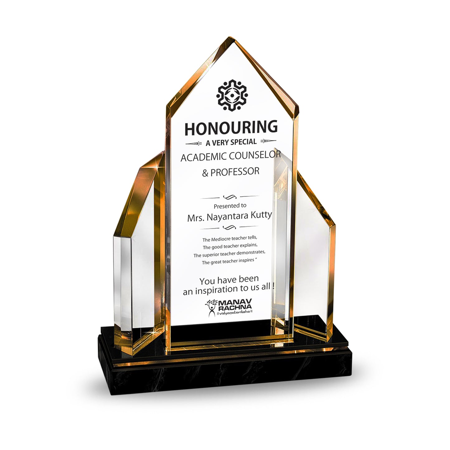 Customized Crystal Trophy with Matter Printed For Corporate Gifting