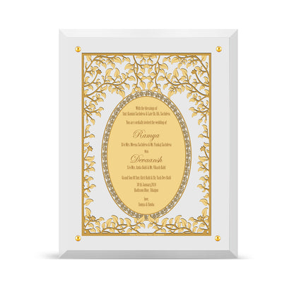 Diviniti Customized Designer Wedding Card on 24K Gold Plated Foil For Marriage Invitation