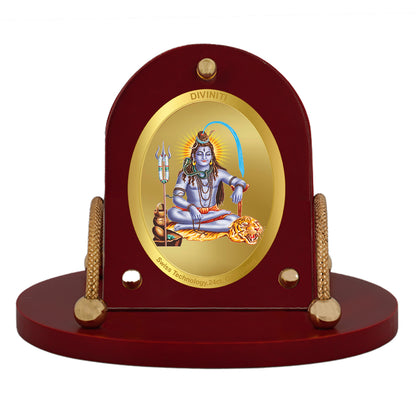 Diviniti 24K Gold Plated Shiva Frame for Car Dashboard, Home Decor, Table & Office (8 CM x 9 CM)