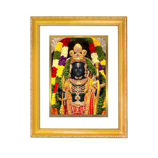 DIVINITI 24K Gold Plated Foil Lord Ram Lalla Modern Photo Frame Idol for Puja Room, Workshop, Home Wall Decor, Gift | DG101 Size 2 (22.6x18.4 CM)