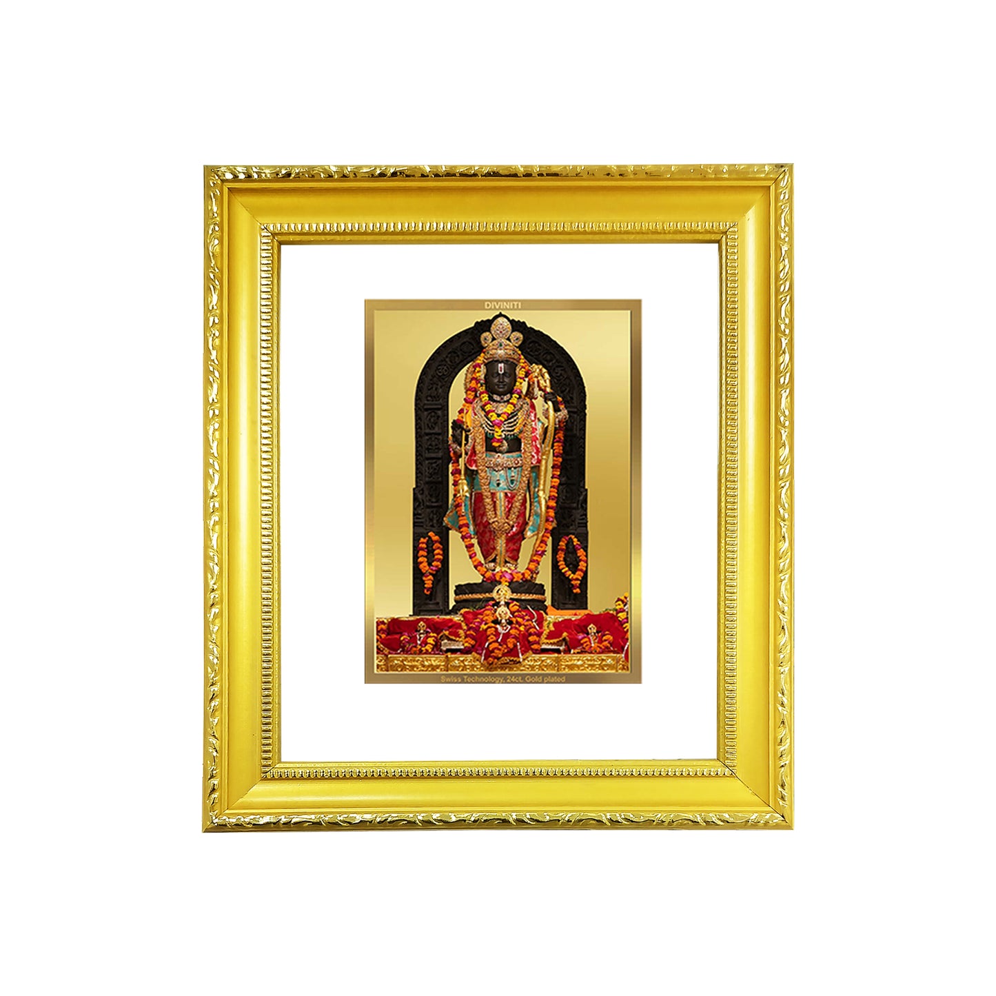 DIVINITI 24K Gold Plated Foil Ram Lalla Photo Frame for Home & Office Decor, Table Decor, Wall Hanging, Puja Room & Gift DG 101 Size 1 (15.3x14.9 CM)