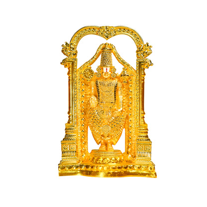 DIVINITI 24K Gold Plated Lord Tirupati Balaji Statue Blessings, Prosperity and Spiritual Idol For Home & Office Decor, Workshop, Mandir, Gift (20x13 CM)