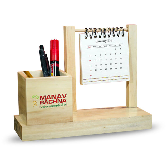 Customized Hanging Table Top Calendar With Pen Holder For Corporate Gifting