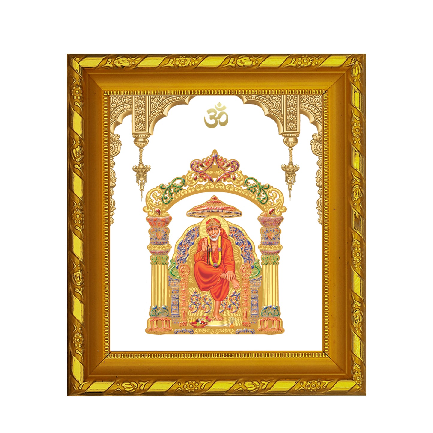 DIVINITI 24K Gold Plated Foil Sai Baba Photo Frame for Home & Office Decor, Table DG 103 Size 1 (15.3x14.9 CM)