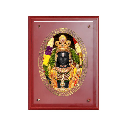 Diviniti 24K Gold Plated Foil Ram Lalla Photo Frame for Home Decor, Puja Room, Tabletop, Wall Hanging, Workshop, Gift MDFS3 (30.2x22.7)