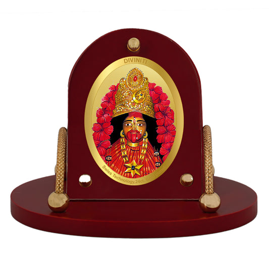 Diviniti 24K Gold Plated Tara Maa Frame for Car Dashboard, Home Decor, Table & Office (8 CM x 9 CM)