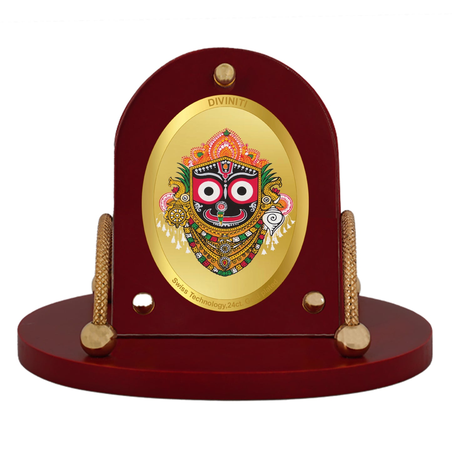 DIVINITI 24K Gold Plated Jagannath Frame for Car Dashboard, Home Decor, Table & Office (MDF 7D+)(8 CM x 9 CM)