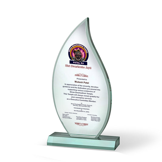 Customized Crystal Trophy with Matter Printed For Corporate Gifting