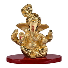 Load image into Gallery viewer, DIVINITI 24K Gold Plated Pagdi Lord Ganesha Elegant Statue Idol For Home Decor, Car Dashboard, Tabletop, Easy To Carry, Luxury Gift (7x7 CM)
