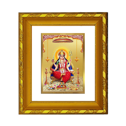 DIVINITI 24K Gold Plated Foil Santoshi Mata Photo Frame for Home Decor, TableTop, Housewarming DG 103 Size 1 (15.3x14.9 CM)