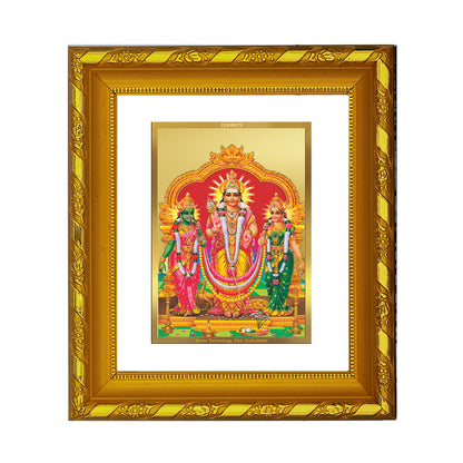 DIVINITI 24K Gold Plated Foil Murugan Valli Wall Photo Frame for Home Decor, TableTop DG 103 Size 1 (15.3x14.9 CM)