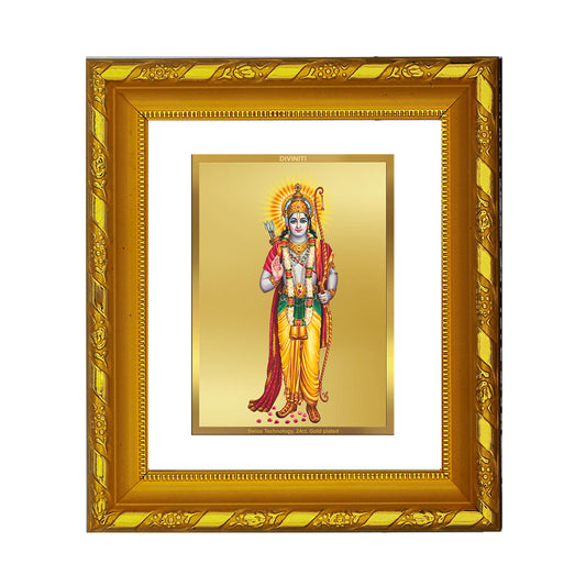 DIVINITI 24K Gold Plated Foil Lord Ram Photo Frame for Home Wall Decor, Puja, Diwali Gift DG 103 Size 1 (15.3x14.9 CM)