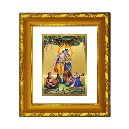 DIVINITI 24K Gold Plated Foil Radha Krishna Photo Frame for Home Wall Decor, Puja Room, Gift DG 103 Size 1 (15.3x14.9 CM)